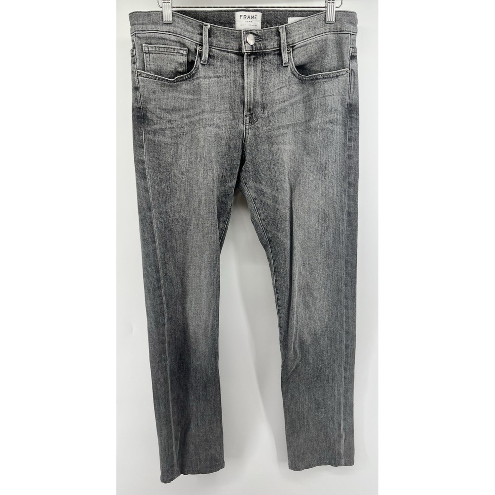FRAME Denim Jeans Mens Tag 32 Actual 34 Gray L'Homme Badlands Stretch USA Made